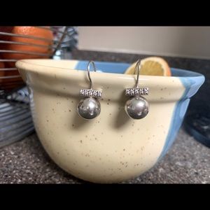Silpada sterling ball earrings with crystals.
